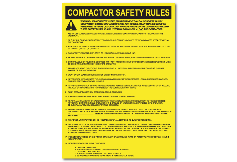 compactor safety rules